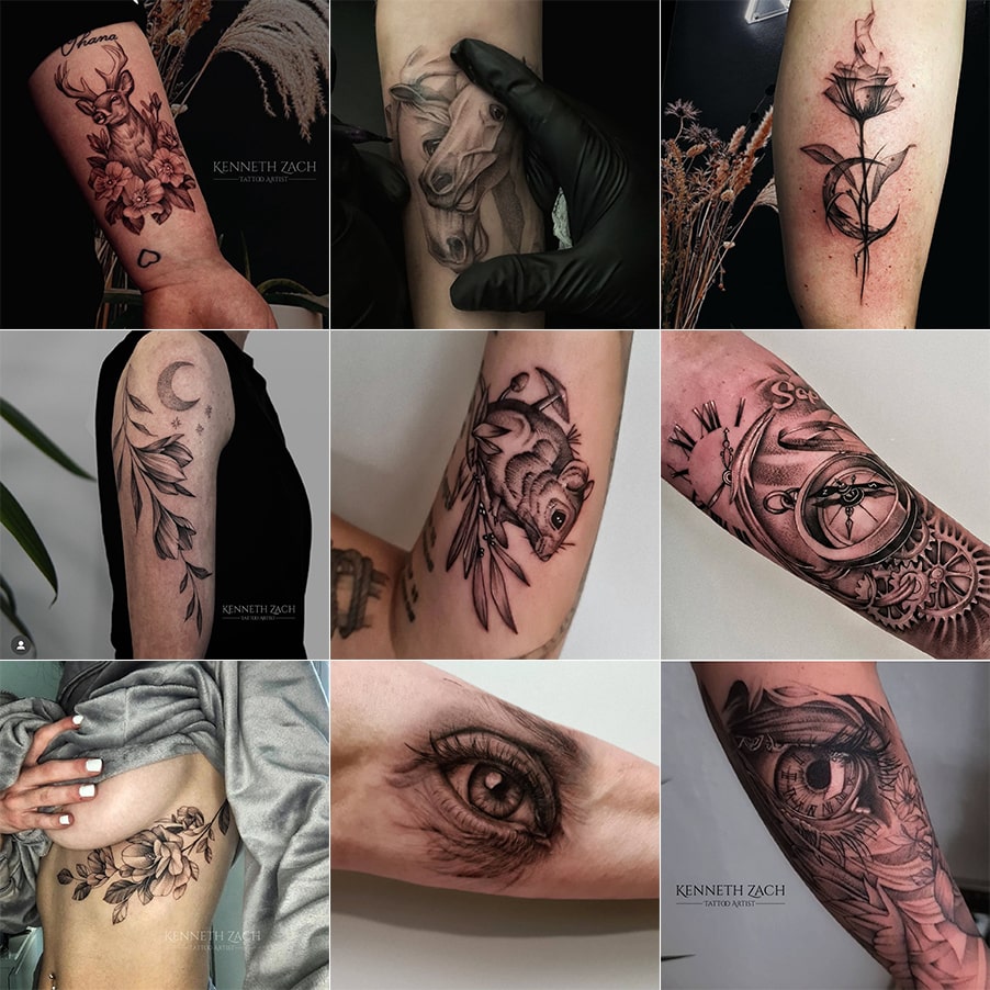 Beispiele professioneller Tattoos aus dem Kurs